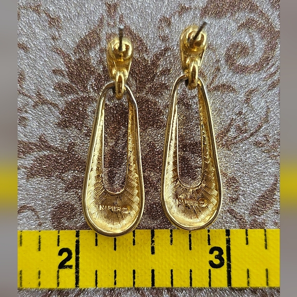 VTG Napier Gold Drop Earrings - Picture 4 of 4